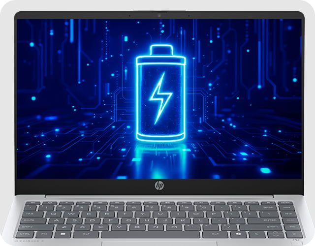 A battery image rendered with blue lines in a dark background
