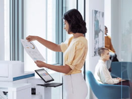 Person reviewing a print out