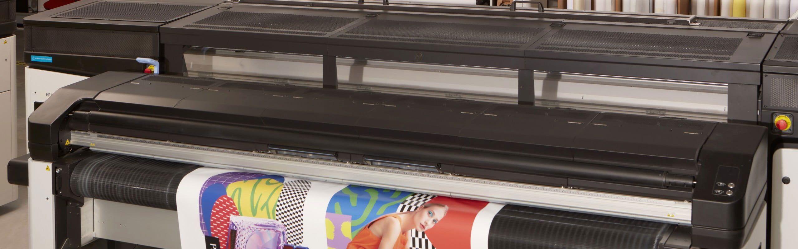 Printed media coming out from an HP Latex R series printer