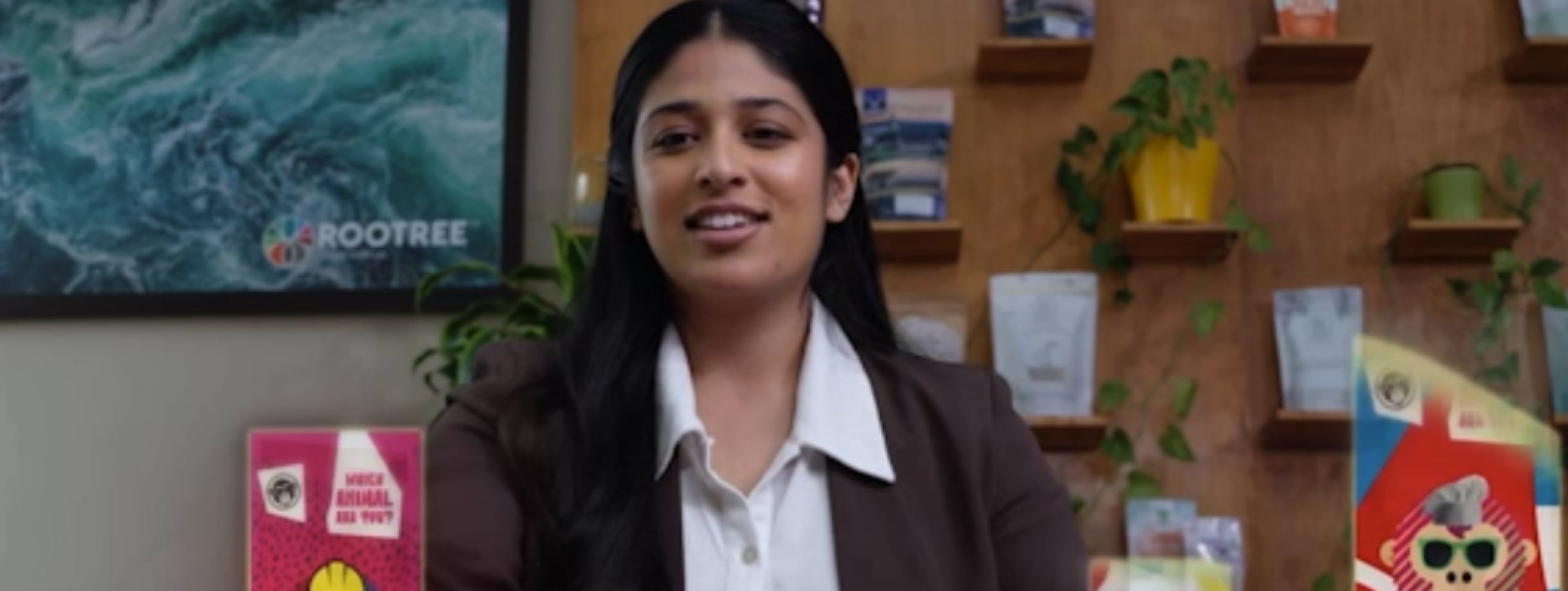 A woman sitting at a table