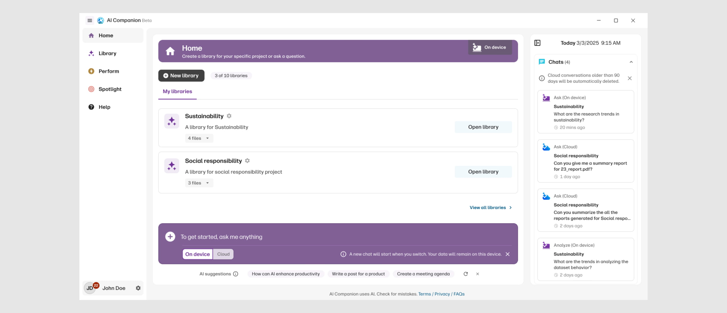 Ask and Analyze laptop screen for HP AI Companion software