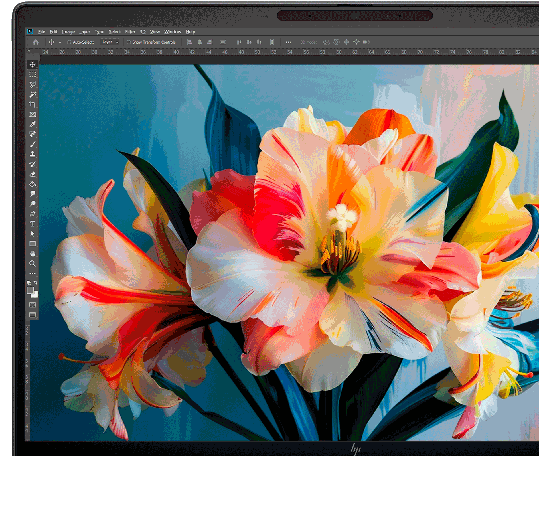 ZBook 8 G1a mobile workstation PC with graphic editing software interface on the screen.