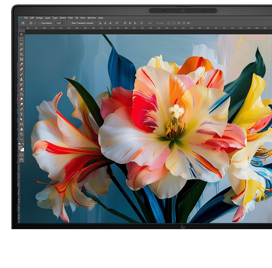 ZBook 8 G1i mobile workstation PC with graphic editing software interface on the screen.