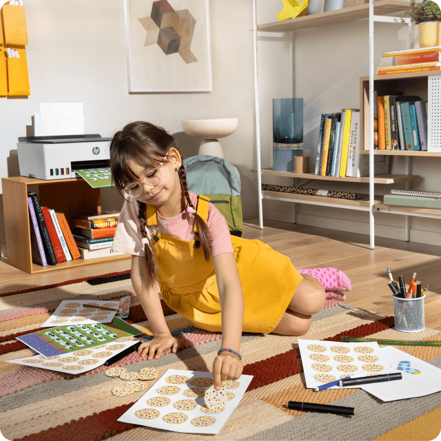 Child with printed homework