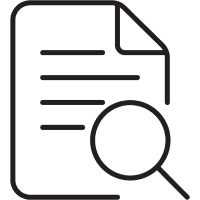 Icon of document with magnifying glass