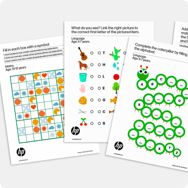 Color prints of a childs homework