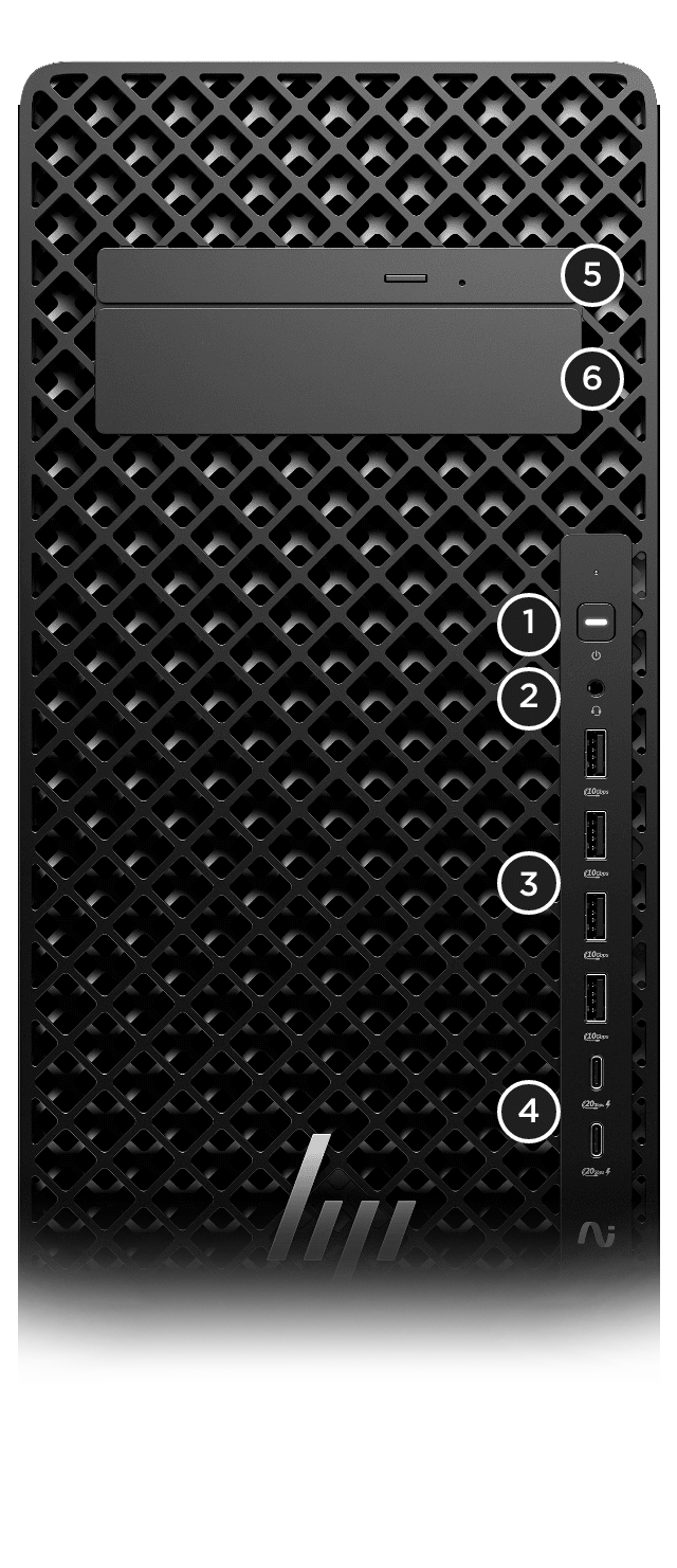 Z2 Tower G1i front view showing available ports 