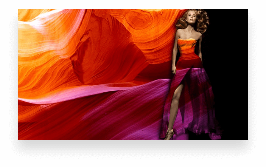 Stitch printed dress ranging in colors from orange to purple