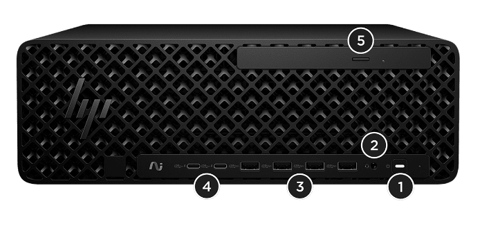 Z2 SFF G1i front view showing available ports.