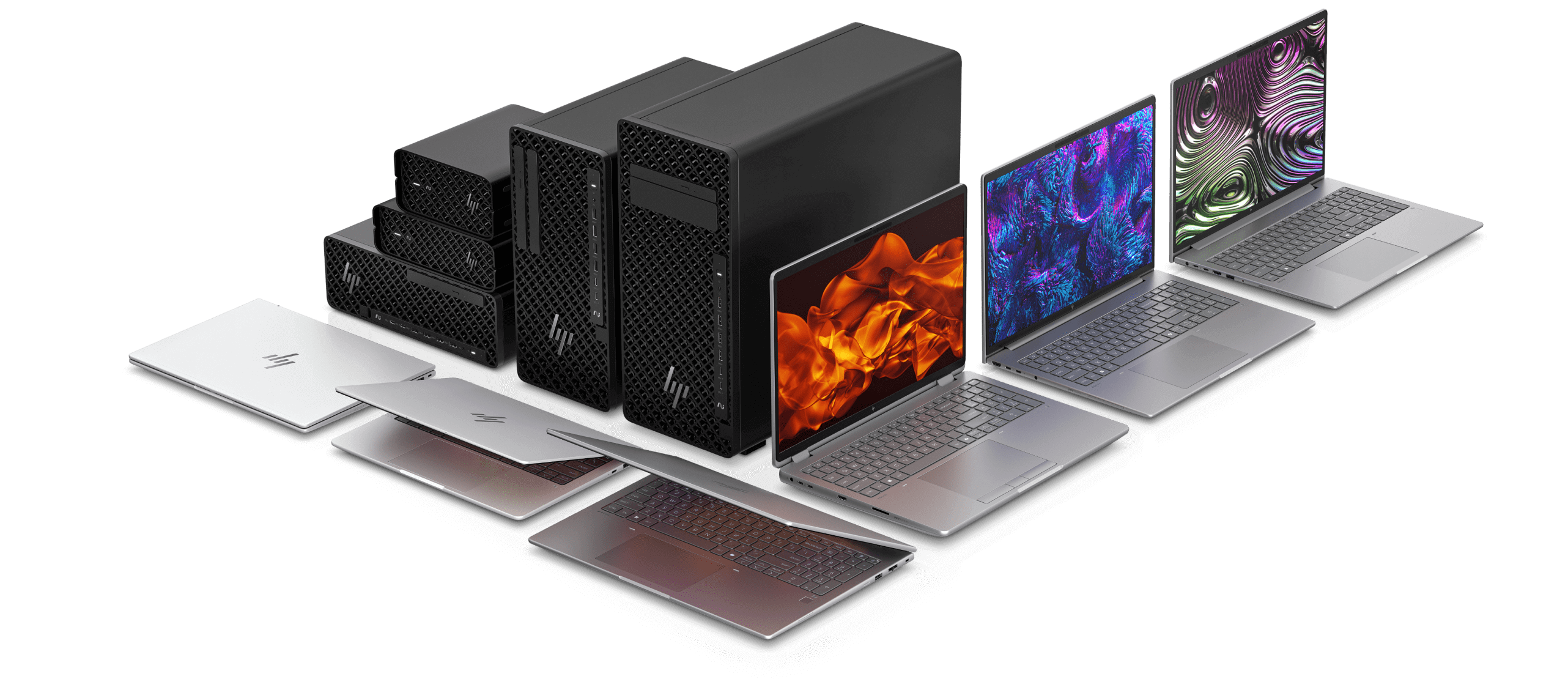 HP Z products: Z2 Mini G1i/G1a, Z2 SFF, Z1 Tower and Z2 Tower G1i desktop workstations, and ZBook 8 G1i/G1a, ZBook Ultra G1a, ZBook Fury G1i, ZBook Studio G11 and ZBook X G1i mobile workstations.